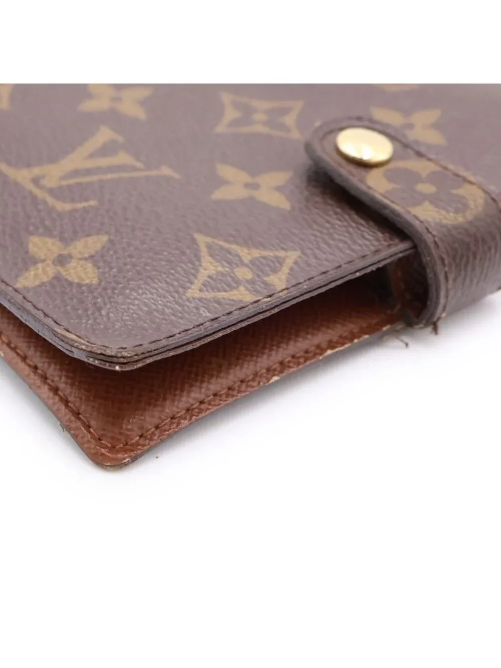 Louis Vuitton Monogram Agenda PM Binder Notebook Cover Brown Gold